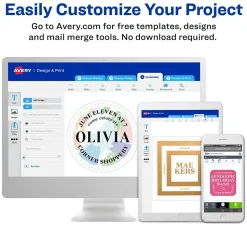 Avery Print-to-the-Edge Inkjet Round Labels, 1 1/2