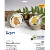 Avery Print-to-the-Edge Laser/Inkjet Round Labels, 2 1/2" Dia, White, 225 Labels/Pack (22562)