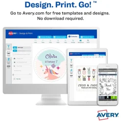 Avery Print-to-the-Edge Laser/Inkjet Round Labels, 2 1/2