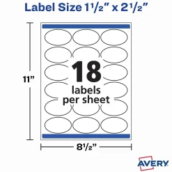 Avery Print-to-the-Edge Laser/Inkjet Oval Labels, 1 1/2