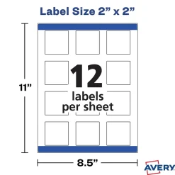 Avery Print-to-the-Edge Laser/Inkjet Square Labels, 2
