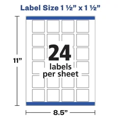 Avery Print-to-the-Edge Laser/Inkjet Square Labels, 1 1/2