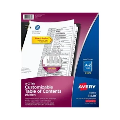 Avery Ready Index Customizable Table of Contents A-Z Tab Dividers, White Tabs, 6 Sets (11829)