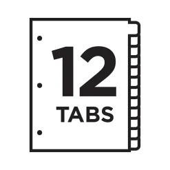 Avery Ready Index Numeric Paper Dividers, 12-Tab, Multicolor, 6/Pack (11196)