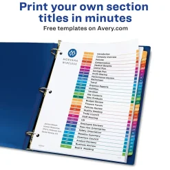 Avery Ready Index Table of Contents Paper Dividers, 1-31 Tabs, Multicolor, 6 Sets/Pack (11831)