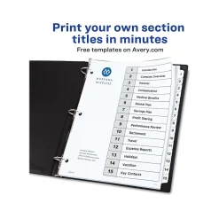 Avery Ready Index Table of Contents Paper Dividers, 1-15 Tabs, White, 6 Sets/Pack (11825)