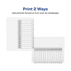 Avery Ready Index Table of Contents Paper Dividers, 1-15 Tabs, White, 6 Sets/Pack (11825)