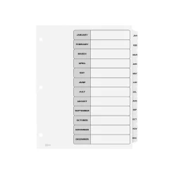 Avery Ready Index Table of Contents Paper Dividers, Jan-Dec Tabs, White, 6 Sets/Pack (11826)