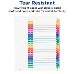 Avery Ready Index Table of Contents Pre-Printed Paper Dividers, A-Z Tabs, Multicolor, 1 Set (11125)