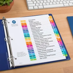 Avery Ready Index Table of Contents Pre-Printed Paper Dividers, A-Z Tabs, Multicolor, 1 Set (11125)