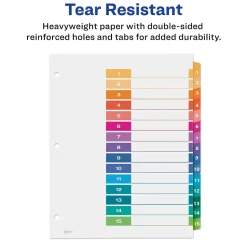 Avery Ready Index Table of Contents Pre-Printed Paper Dividers, 15 Tabs, Multicolor, 1 Set (11143)