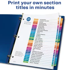 Avery Ready Index Table of Contents Pre-Printed Numeric Paper Divider, 31 Tabs, Multicolor, 1 Set (11129)