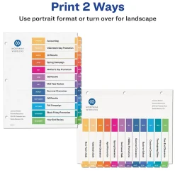 Avery Ready Index Table of Contents Pre-Printed Monthly Paper Divider, Jan - Dec Tabs, Multicolor, 1 Set (11127)