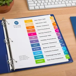 Avery Ready Index Table of Contents Pre-Printed Monthly Paper Divider, Jan - Dec Tabs, Multicolor, 1 Set (11127)