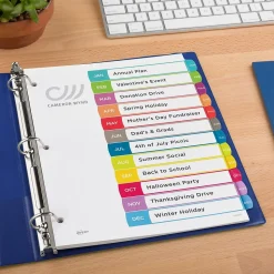 Avery Ready Index Table of Contents Paper Dividers, 1-12 Tabs, Contemporary Multicolor (11847)