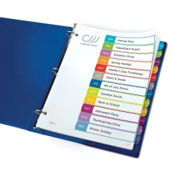Avery Ready Index Table of Contents Paper Dividers, 1-12 Tabs, Contemporary Multicolor (11847)