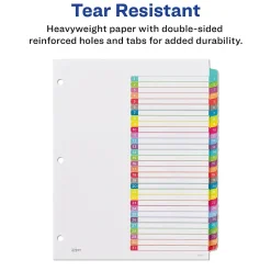 Avery Ready Index Table of Contents Paper Dividers, 1-31 Tabs, Contemporary Multicolor (11846)