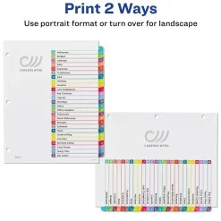 Avery Ready Index Table of Contents Paper Dividers, A-Z Tabs, Contemporary Multicolor (11844)