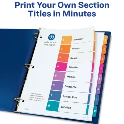 Avery Ready Index Table of Contents Extra-Wide Paper Dividers, 1-8 Tab, Multicolor (11163)