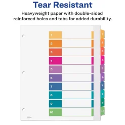 Avery Ready Index Table of Contents Extra-Wide Paper Dividers, 1-10 Tab, Multicolor (11165)