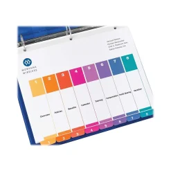 Avery Ready Index Table of Contents Pre-Printed Numeric Paper Divider, 8 Tabs, Multicolor, 6 Sets (11186)