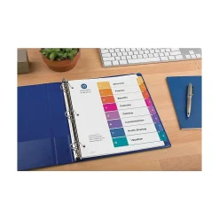 Avery Ready Index Table of Contents Pre-Printed Numeric Paper Divider, 8 Tabs, Multicolor, 6 Sets (11186)