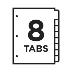 Avery Ready Index Table of Contents Pre-Printed Numeric Paper Divider, 8 Tabs, Multicolor, 6 Sets (11186)