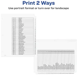 Avery Ready Index Table of Contents Pre-Printed Numeric Paper Divider, 31 Tabs, White, 1 Set (11128/RI21331C)