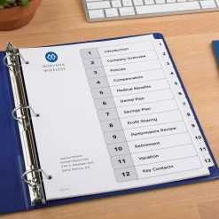 Avery Ready Index Table of Contents Paper Dividers, 1-12 Tabs, White (11140)