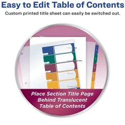 Avery Ready Index Table of Contents Plastic Dividers, 1-8 Tabs, Multicolor (11817)