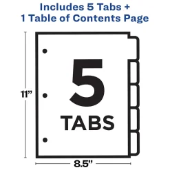 Avery Ready Index Table of Contents Plastic Dividers, 1-5 Tabs, Multicolor (11816)