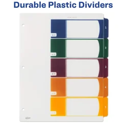 Avery Ready Index Table of Contents Plastic Dividers, 1-5 Tabs, Multicolor (11816)