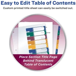 Avery Ready Index Table of Contents Plastic Dividers, 1-10 Tabs, Multicolor (11818)