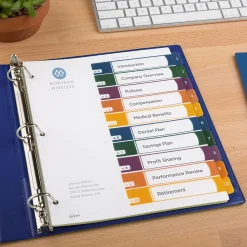 Avery Ready Index Table of Contents Plastic Dividers, 1-10 Tabs, Multicolor (11818)