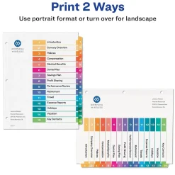 Avery Ready Index Table of Contents Paper Dividers, 1-15 Tabs, Multicolor, 6 Sets/Pack (11197)