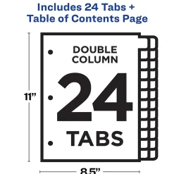 Avery Ready Index Table of Contents Double Column Paper Dividers, 1-24 Tabs, Multicolor (11321)