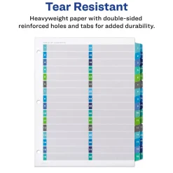 Avery Ready Index Table of Contents Double Column Paper Dividers, 1-32 Tabs, Multicolor (11322)