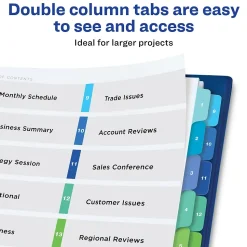 Avery Ready Index Table of Contents Double Column Paper Dividers, 1-16 Tabs, Multicolor (11320)
