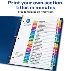 Avery Ready Index Table of Contents EcoFriendly Paper Dividers, 1-31 Tabs, Multicolor (11084)