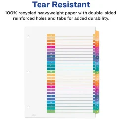 Avery Ready Index Table of Contents EcoFriendly Paper Dividers, A-Z Tabs, Multicolor (11085)