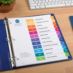 Avery Ready Index Table of Contents EcoFriendly Paper Dividers, 1-12 Tabs, Multicolor, 3 Sets/Pack (11083)