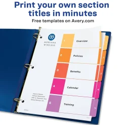Avery Ready Index Table of Contents EcoFriendly Paper Dividers, 1-5 Tabs, Multicolor, 3 Sets/Pack (11080)
