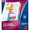 Avery Ready Index Table of Contents Paper Dividers, 1-10 Tabs, Multicolor, 24 Sets/Box (11169)
