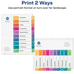 Avery Ready Index Table of Contents Paper Dividers, 1-10 Tabs, Multicolor, 24 Sets/Box (11169)