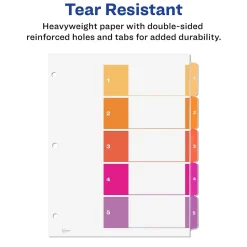 Avery Ready Index Table of Contents Paper Dividers, 1-5 Tabs, Multicolor, 24 Sets/Box (11167)