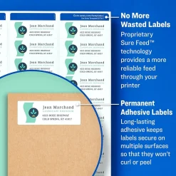 Avery Send & Reply Piggyback Laser/Inkjet Mailing Labels, 1-5/8" x 4" Outer, 1" x 3" Inner, 240 Labels/Pack (5735)