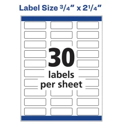 Avery Sure Feed Inkjet Return Address Labels, 3/4