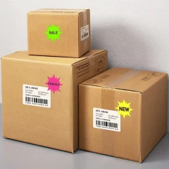 Avery Sure Feed Laser Burst Label, 2 1/4" Dia, Assorted Neon, 180 Labels/Pack (5995)