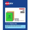 Avery Sure Feed Laser Shipping Labels, 2"x 4", Assorted Neon, 500 Labels/Box (5956)