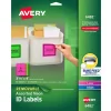 Avery Sure Feed Laser/Inkjet ID Labels, 3-1/3" x 4", Assorted Neon, 72 Labels/Pack (6482)